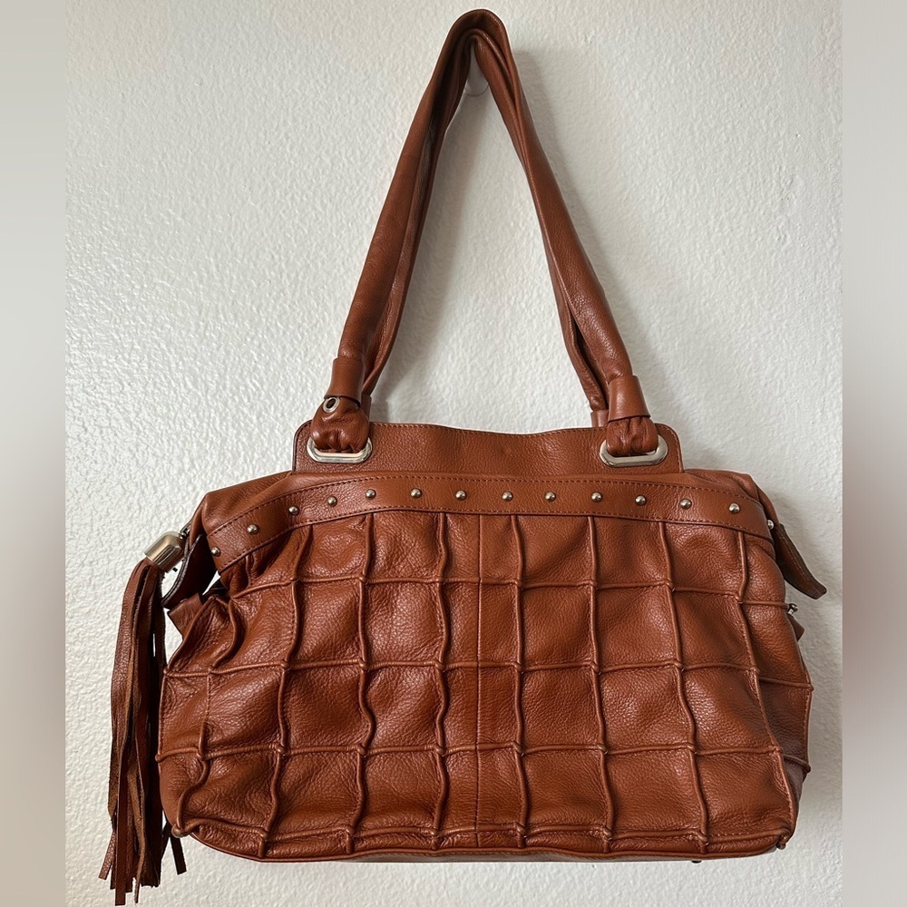 Genuine Italian Soft Leather Brown Large Shoulder Bag Vintage